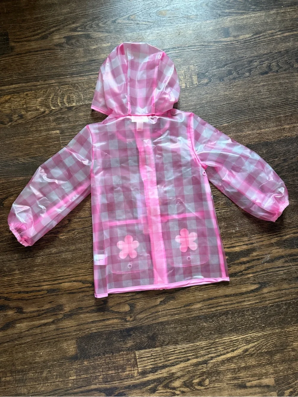 Cat & Jack Pink Gingham Raincoat with Daisy Pockets